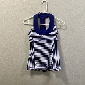 Lululemon Scoop Neck Tank Pigment Blue White Narrow Bold Stripe Size 4